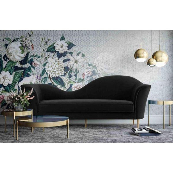 Sleek Black Velvet 3-Seater Sofa Swedish Wood By Alhome - Zrafh.com - Your Destination for Baby & Mother Needs in Saudi Arabia