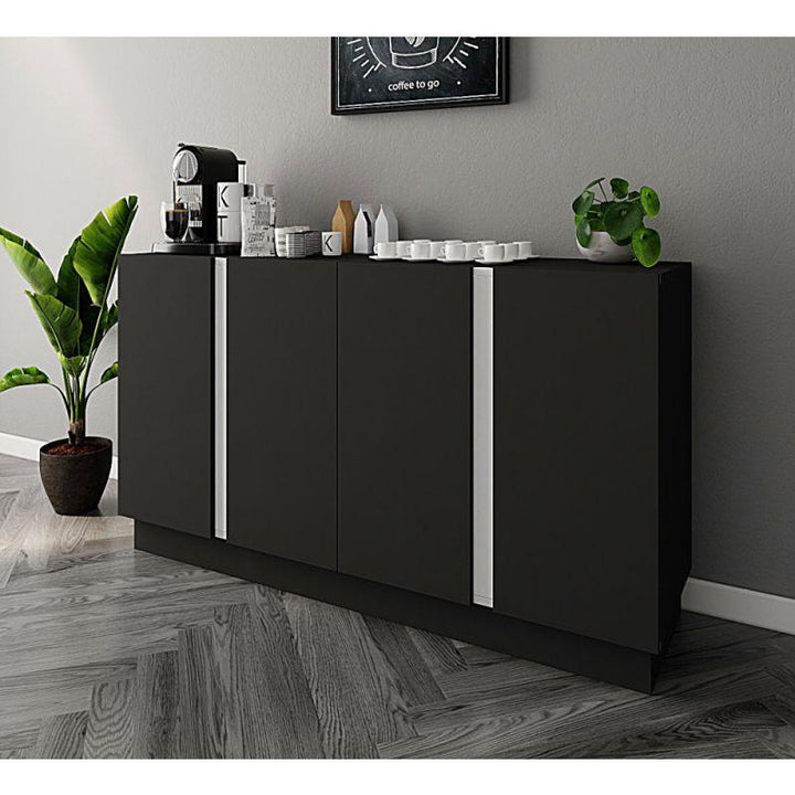 Black & White Coffee Corner with 4 Drawers By Alhome - Zrafh.com - Your Destination for Baby & Mother Needs in Saudi Arabia