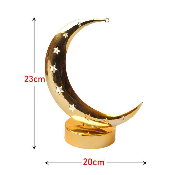 Steel Ramadan Crescent With Led Light - Gold - 23X20X20 Cm - By Family Ship - Zrafh.com - Your Destination for Baby & Mother Needs in Saudi Arabia