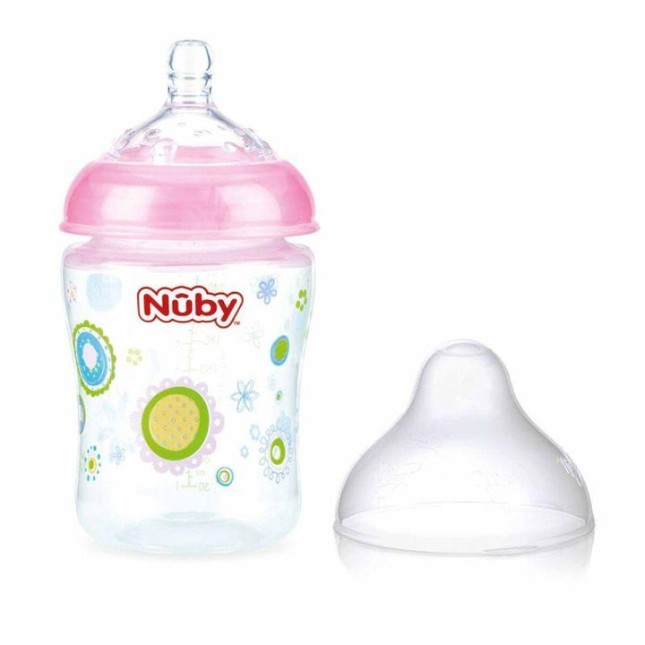 Nuby 1pk 180ml All Around Printed Bottle with Slow Flow Nipple with New Prints Gold - ZRAFH
