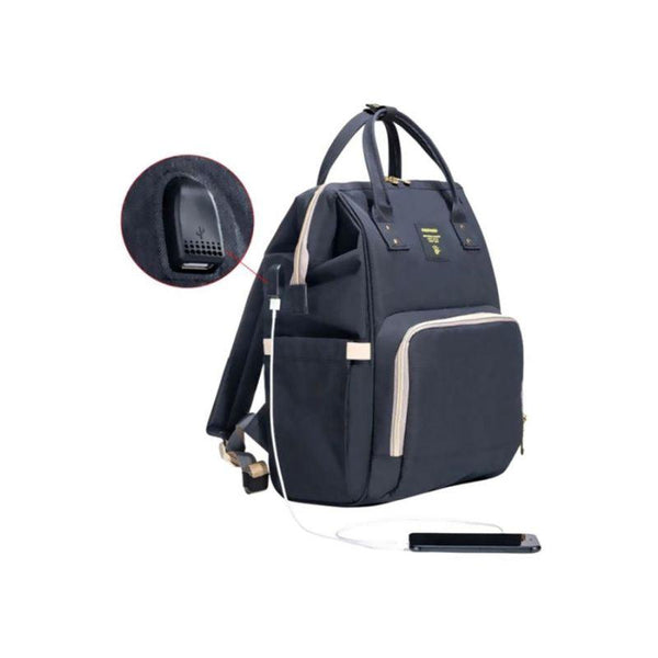 Sunveno Diaper Bag With Usb - Black - Zrafh.com - Your Destination for Baby & Mother Needs in Saudi Arabia