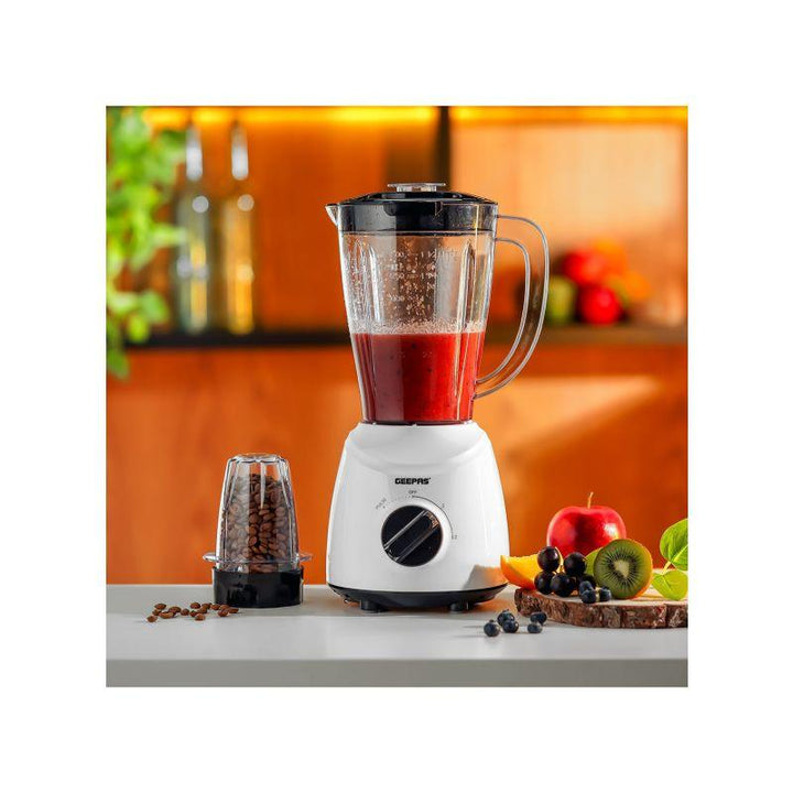 Geepas 2 in 1 Plastic Jar Blender with StainlessSteel Blade 400W - 1.5L