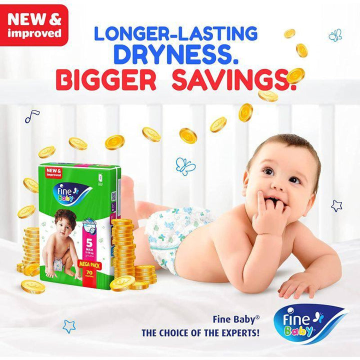 Fine Baby Diapers, Size 5, Maxi 11√¢‚Ç¨‚Äú18kg, pack of 120 diapers, with new and improved technology - ZRAFH