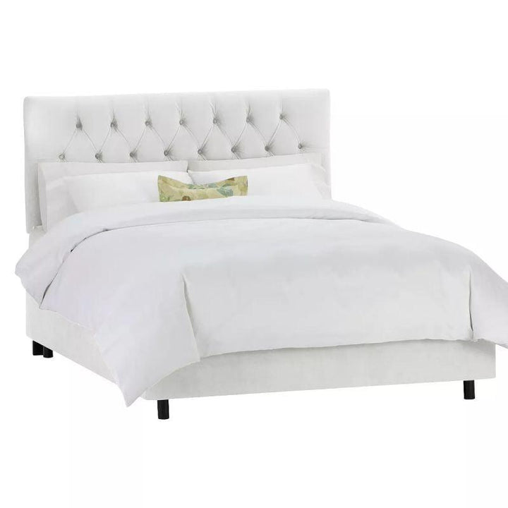 Luxe Collection: Swedish Wood King Bed - Opulent Off-White Serenity (160x200x140) by Alhome - Zrafh.com - Your Destination for Baby & Mother Needs in Saudi Arabia