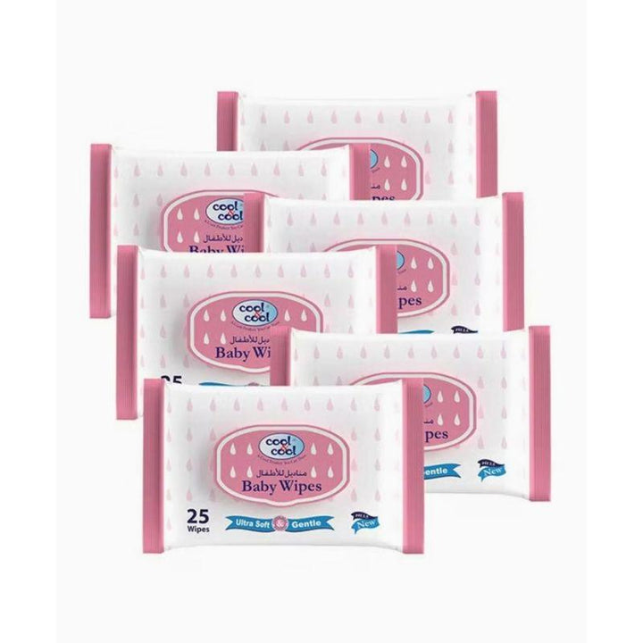 Cool & Cool Baby Wipes Pack of 6 - 150 Pieces - Zrafh.com - Your Destination for Baby & Mother Needs in Saudi Arabia