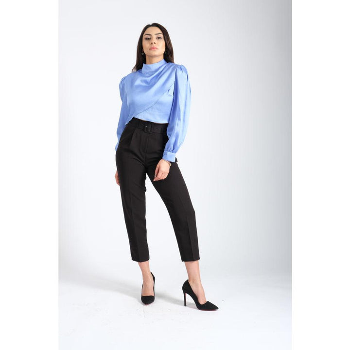 Londonella Women's Short Blouse With Long Sleeves & Closed-neckline Design - Blue - 100216 - Zrafh.com - Your Destination for Baby & Mother Needs in Saudi Arabia