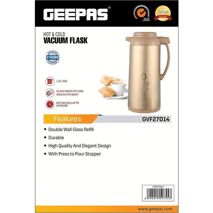 Geepas Vacuum Flask, 1.2L  Stainless Steel Vacuum Bottle Keep Hot