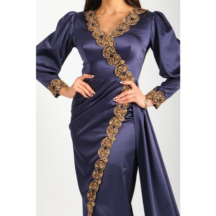 Londonella Women's Long Evening Dress with Long Sleeves - Navy Blue - 100263 - Zrafh.com - Your Destination for Baby & Mother Needs in Saudi Arabia