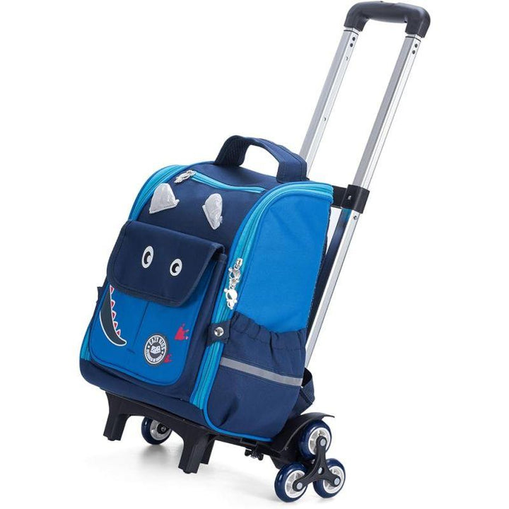 Eazy Kids Dinosaur School Bag With Trolley - Blue - Zrafh.com - Your Destination for Baby & Mother Needs in Saudi Arabia