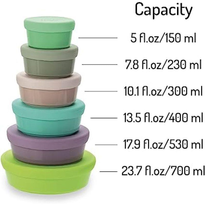 Melii Stacking And Nesting Containers with Silicone Lids - 6 Containers - ZRAFH