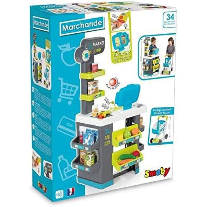 Smoby Super Market Playset toy with 34 Accessories - Zrafh.com - Your Destination for Baby & Mother Needs in Saudi Arabia