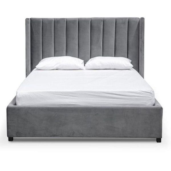 Swedish Wood Velvet Grey Super King Bed By Alhome - 110112274 - Zrafh.com - Your Destination for Baby & Mother Needs in Saudi Arabia