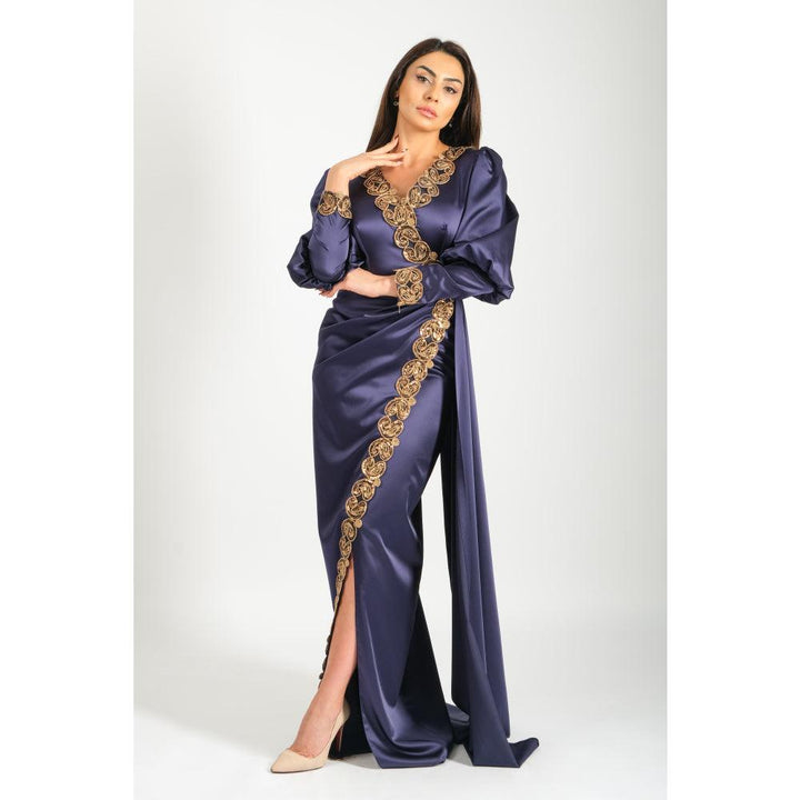 Londonella Women's Long Evening Dress with Long Sleeves - Navy Blue - 100263 - Zrafh.com - Your Destination for Baby & Mother Needs in Saudi Arabia