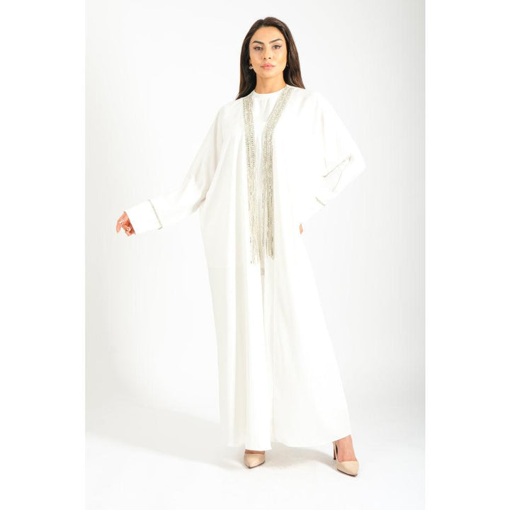 Londonella Women's Long Sleeves Abaya - White - 100243 - Zrafh.com - Your Destination for Baby & Mother Needs in Saudi Arabia