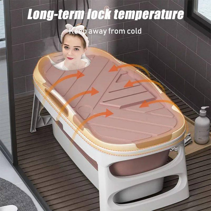 Foldable Bath Tub With Cover 139x63x24 cm By Swim Life - 39-6662-Pink - ZRAFH