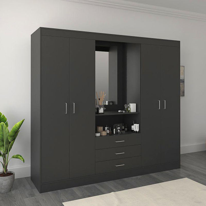 Wardrobe with Black Dresser By Alhome - Zrafh.com - Your Destination for Baby & Mother Needs in Saudi Arabia