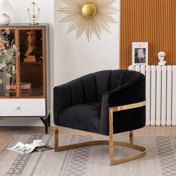 Classic Black Velvet Chair with Swedish Wood By Alhome - Zrafh.com - Your Destination for Baby & Mother Needs in Saudi Arabia