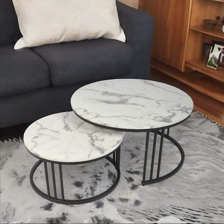 Wood Coffee Table set 2 Pieces - Black and White By Alhome - Zrafh.com - Your Destination for Baby & Mother Needs in Saudi Arabia