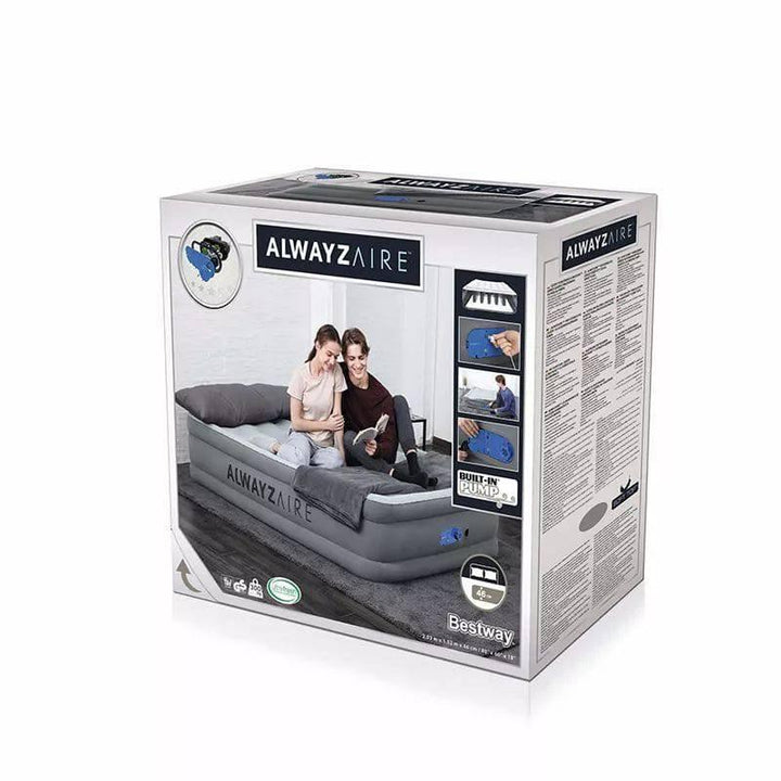 AlwayzAire Queen Airbed With Built-In Dual Pump From Bestway - 203x152x46 cm - Multicolour - 26-67624 - ZRAFH