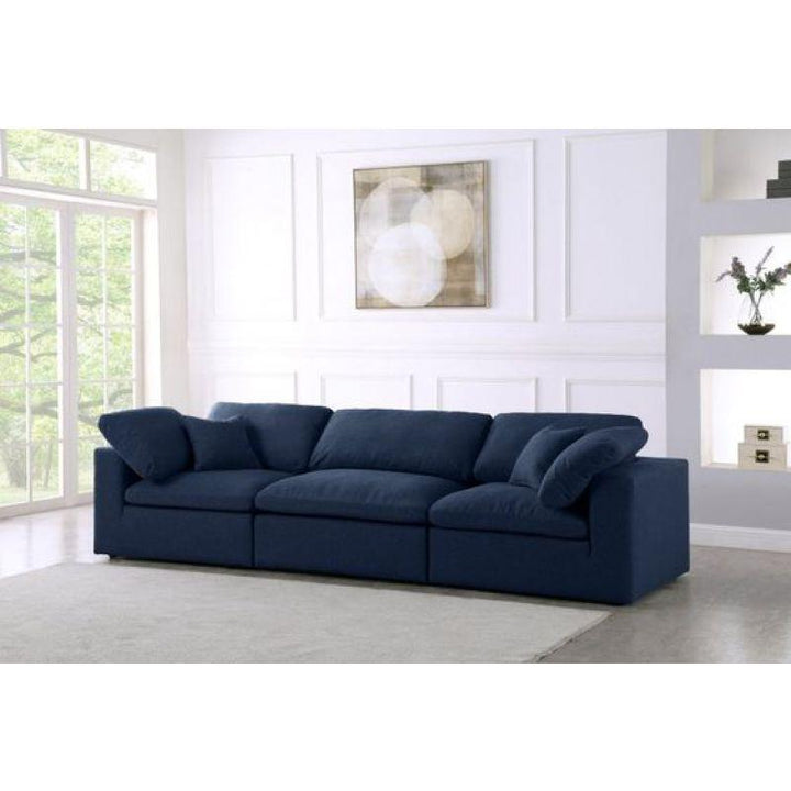 Navy Blue Velvet 3-Seater Sofa - 250x90x45 cm - Swedish Wood By Alhome - Zrafh.com - Your Destination for Baby & Mother Needs in Saudi Arabia