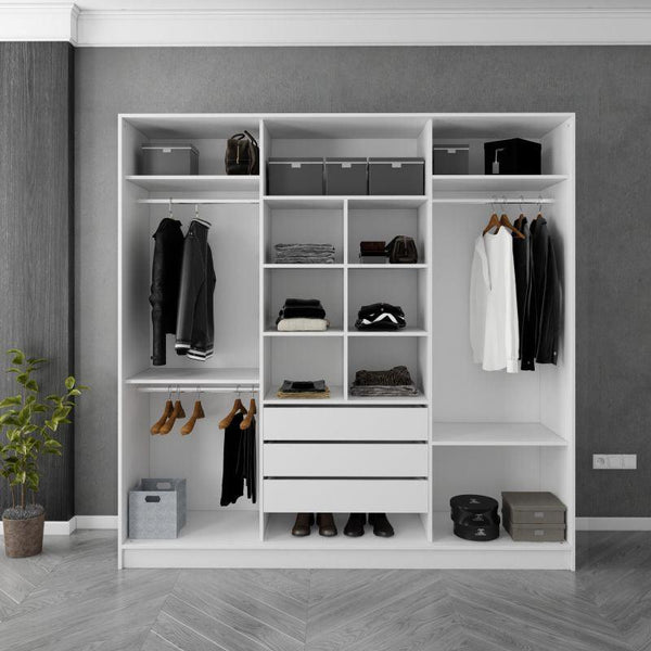 Modern Wardrobe Without Doors, White: By Alhome - Zrafh.com - Your Destination for Baby & Mother Needs in Saudi Arabia
