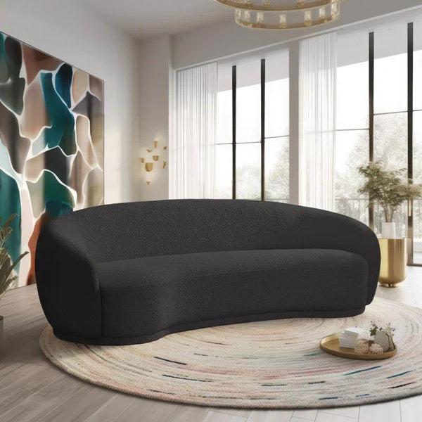 Spacious Black Boucle 3-Seater Sofa Swedish Wood By Alhome - Zrafh.com - Your Destination for Baby & Mother Needs in Saudi Arabia