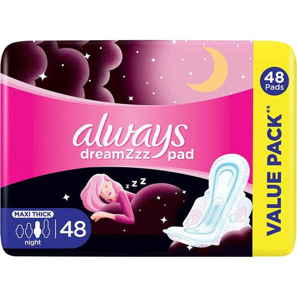 Always Cottony Soft Maxi Thick Night Sanitary Pads with Wings - 48 Pieces - Zrafh.com - Your Destination for Baby & Mother Needs in Saudi Arabia