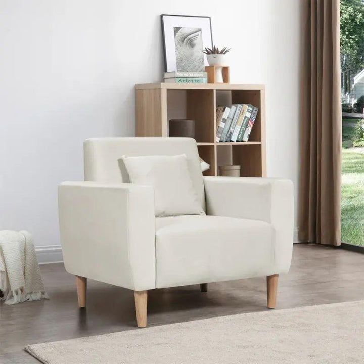 Beige Velvet Timeless Chair with Swedish Wood By Alhome - Zrafh.com - Your Destination for Baby & Mother Needs in Saudi Arabia