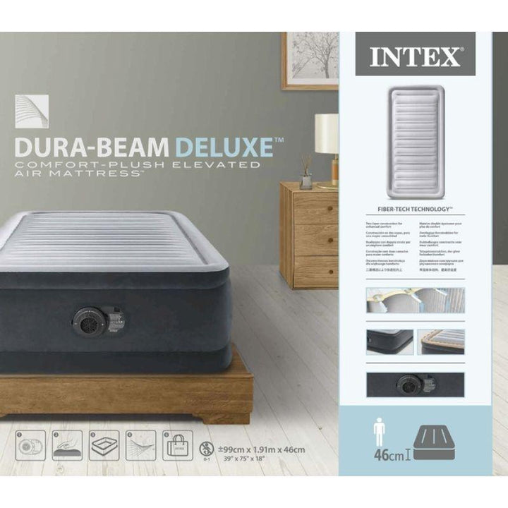 Intex Double Air Bed - Equipped with FIBER-TECH RP Technology - Silver - INT64412 - Zrafh.com - Your Destination for Baby & Mother Needs in Saudi Arabia