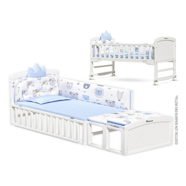Teknum Convertible Crib 7 in 1 with Mattress and Mosquito Net - Detachable Wheels - White - TK_WBSC - Zrafh.com - Your Destination for Baby & Mother Needs in Saudi Arabia