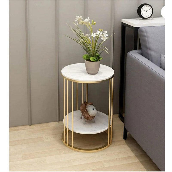 Side Table 45x55 cm - Gold & White By Alhome - Zrafh.com - Your Destination for Baby & Mother Needs in Saudi Arabia