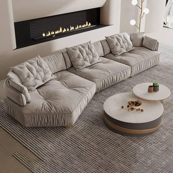 Luxurious Serenity: 3-Seater Velvet Sofa in Elegant Beige By Alhome - Zrafh.com - Your Destination for Baby & Mother Needs in Saudi Arabia