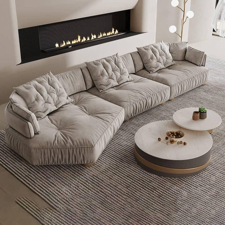 Luxurious Serenity: 3-Seater Velvet Sofa in Elegant Beige By Alhome - Zrafh.com - Your Destination for Baby & Mother Needs in Saudi Arabia