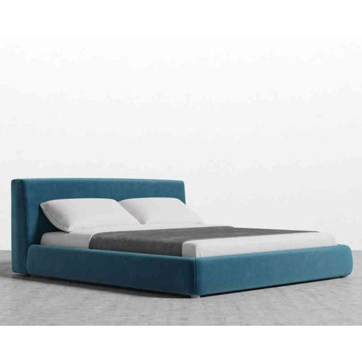 Blue Chic Retreat: Swedish Wood Chanel Blue King Bed By Alhome - Zrafh.com - Your Destination for Baby & Mother Needs in Saudi Arabia