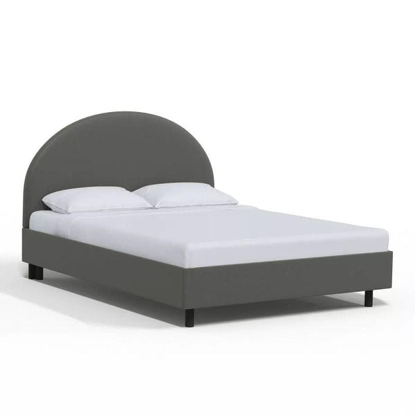 Grey Velvet Serenity: Swedish Wood Super King Bed (200x200x140) by Alhome - Zrafh.com - Your Destination for Baby & Mother Needs in Saudi Arabia