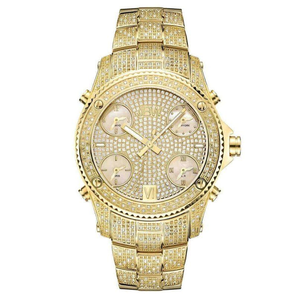 JBW Luxury Men's Jet Setter Watch - 2.34 Carats of Diamonds - Stainless Steel Band - Gold - Zrafh.com - Your Destination for Baby & Mother Needs in Saudi Arabia