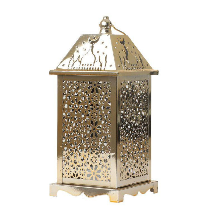 Steel Square Ramadan Lantern With Led Lighting - Gold - 27X12X12 Cm - By Family Ship - 600007815 - Zrafh.com - Your Destination for Baby & Mother Needs in Saudi Arabia