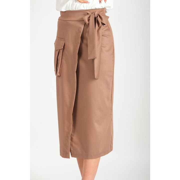 Londonella Women's Classic Long Wrap Skirt with Straped waistband - Brown - 100203 - Zrafh.com - Your Destination for Baby & Mother Needs in Saudi Arabia