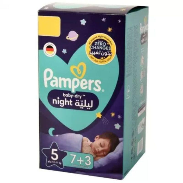Pampers Baby Diapers Night Small Pack Size 5 Extra Large, 12-17 KG, 10 Diapers - ZRAFH