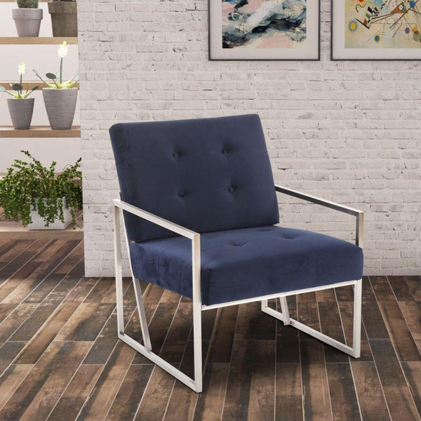 Modern Velvet Chair - Indigo - 90x85x85 cm - By Alhome - 110113859 - Zrafh.com - Your Destination for Baby & Mother Needs in Saudi Arabia