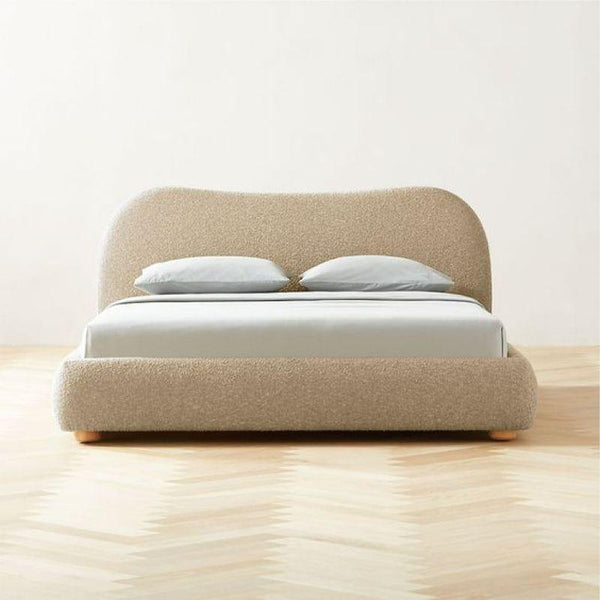 Boucle Bliss Beige Queen Bed By Alhome - Zrafh.com - Your Destination for Baby & Mother Needs in Saudi Arabia