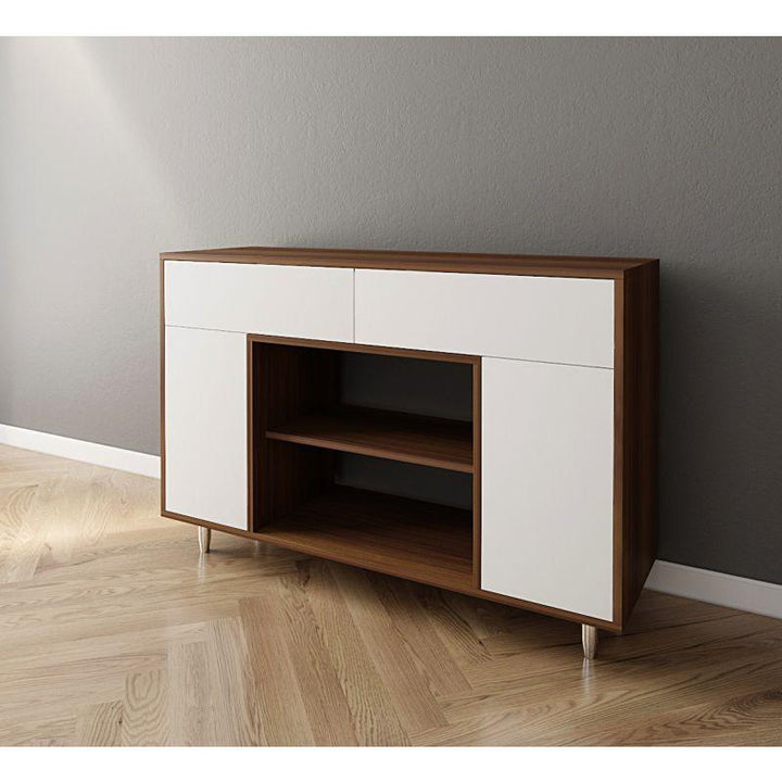 Brown Coffee Corner with White Shelves and Drawers By Alhome - Zrafh.com - Your Destination for Baby & Mother Needs in Saudi Arabia