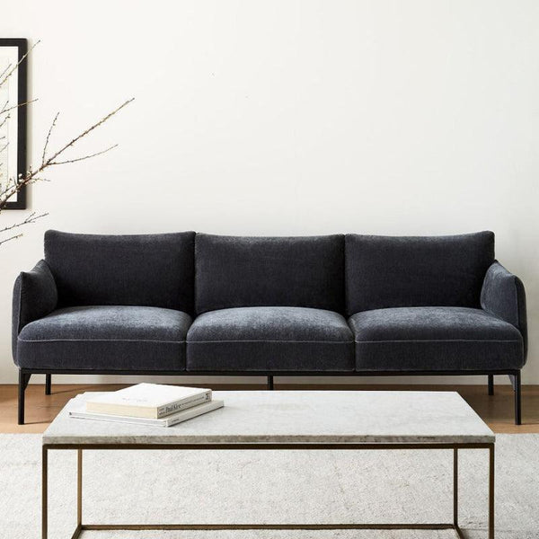 Contemporary Chic: Black Linen 3-Seater Sofa By Alhome - Zrafh.com - Your Destination for Baby & Mother Needs in Saudi Arabia