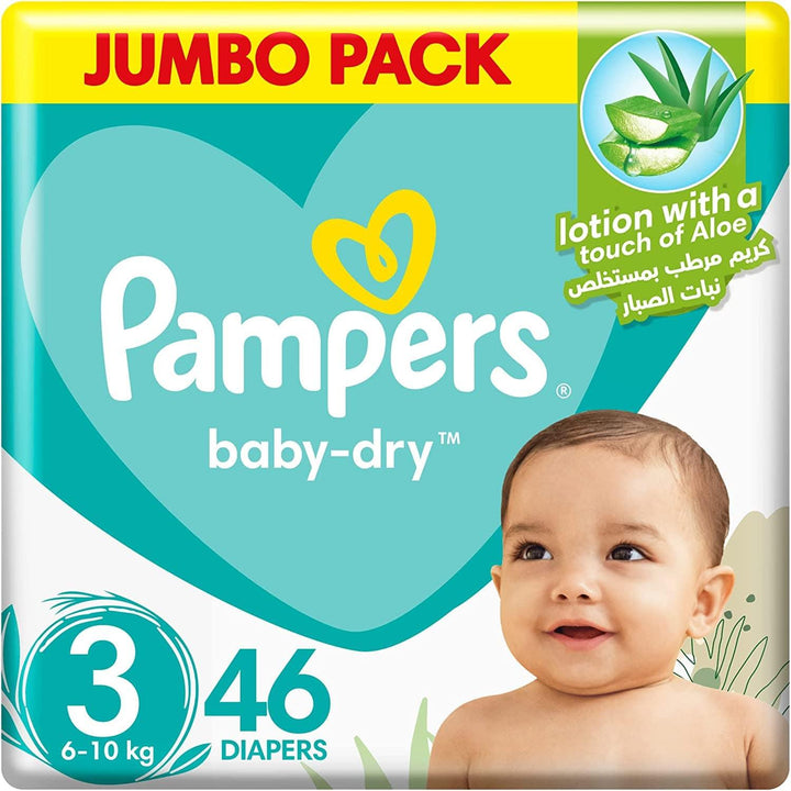 Pampers Baby-Dry, Size 3, Midi, 6-10 Kg, Jumbo Pack, 46 Diapers - ZRAFH