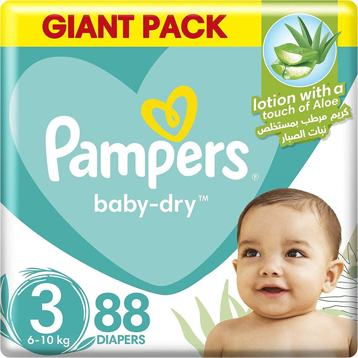 Pampers Baby-Dry, Size 3, Midi, 6-10 Kg, Giant Pack, 88 Diapers - ZRAFH