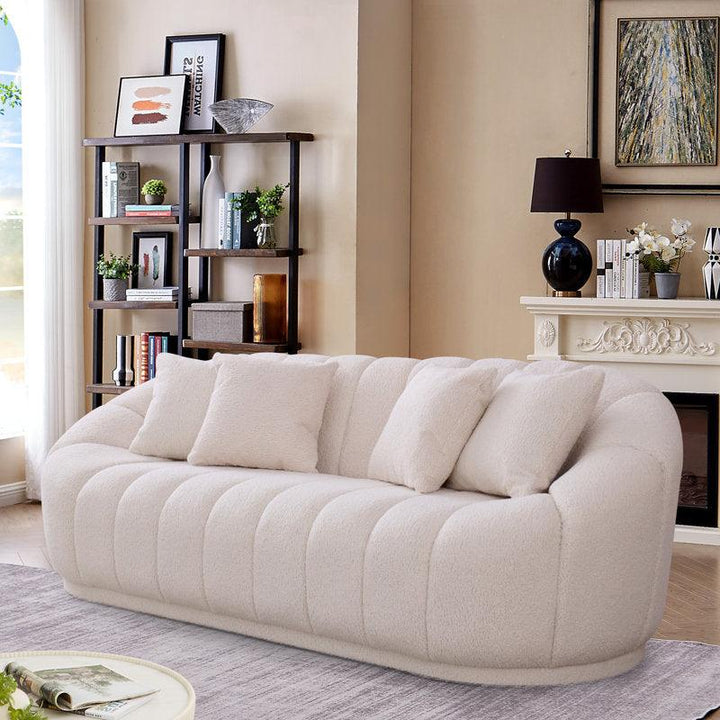 3-Seater Bouclé Sofa in Classic Beige By Alhome - Zrafh.com - Your Destination for Baby & Mother Needs in Saudi Arabia