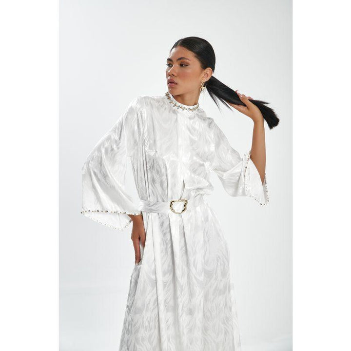 Londonella Women's Long Summer Dress With Long Sleeves And Belt - Lon100307 - Zrafh.com - Your Destination for Baby & Mother Needs in Saudi Arabia