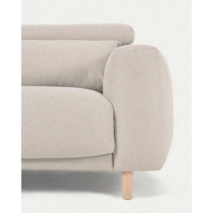 Beige Suede Wood 3-Seater Sofa - Size: 220x85x85, Material: Linen By Alhome - 110112201 - Zrafh.com - Your Destination for Baby & Mother Needs in Saudi Arabia