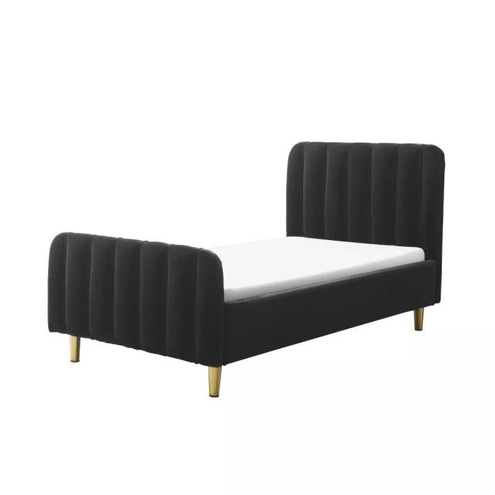 Kids' Black Fabric Upholstered MDF Bed: Sleek Sophistication, 120x200x140 cm by Alhome - 110112758 - Zrafh.com - Your Destination for Baby & Mother Needs in Saudi Arabia