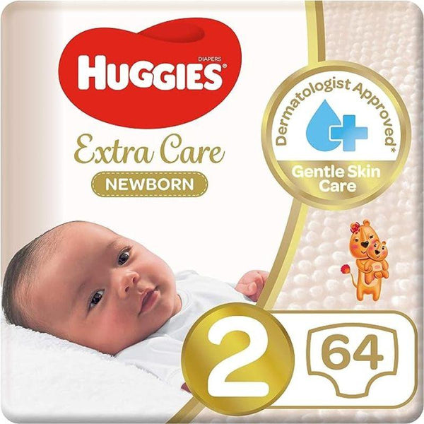 Huggies New Born Diapers - Size 2 - 4-6 Kg - 64 Diaper - Zrafh.com - Your Destination for Baby & Mother Needs in Saudi Arabia